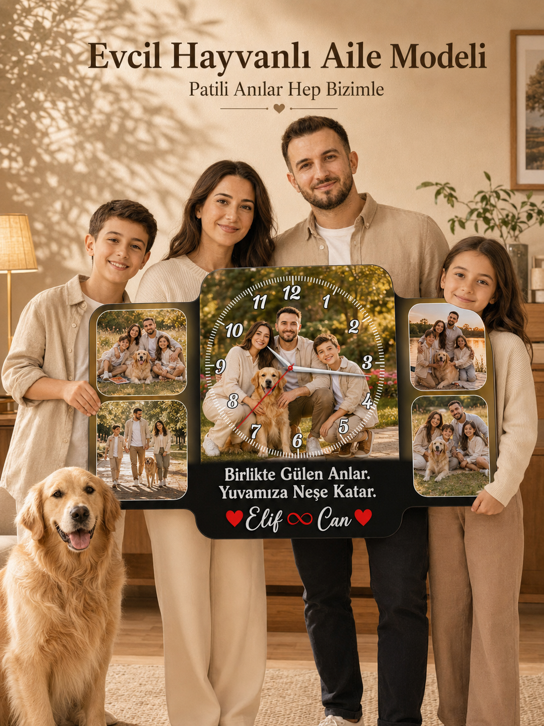 Yatay 5'li Evcil Hayvanlı Aile